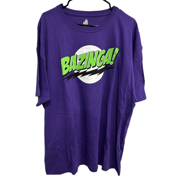 The Big Bang Theory NEW Bazinga T-Shirt Sz 2X Purple Short Sleeve Graphic Tee - Picture 1 of 8